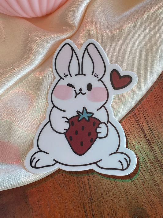 STRAWBERRY BUNNY VINYL STICKER