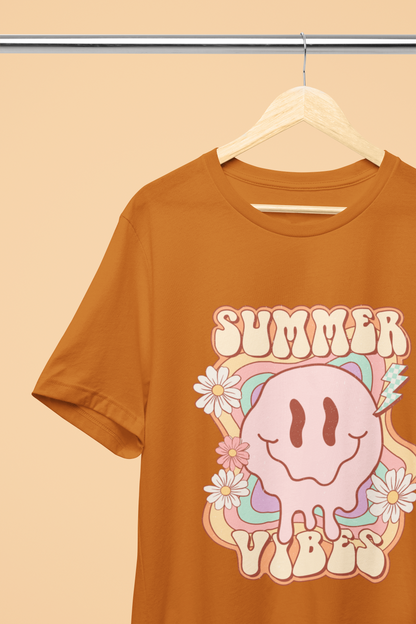 SUMMER VIBES | SMILEY FACE | RETRO SUMMER GRAPHIC T-SHIRT